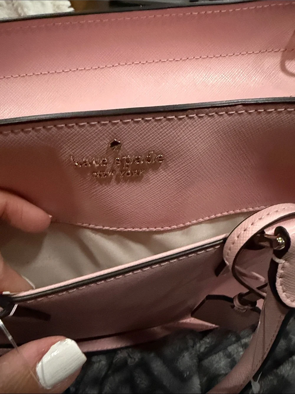 kate spade Pink Saffiano Satchel with Gold Hardware